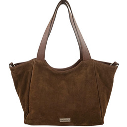 Torebka damska zamszowa typu worek - Brązowa