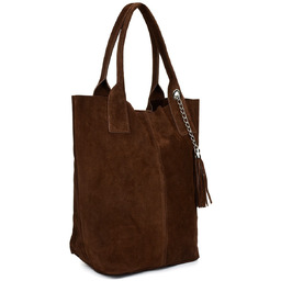 Torebka skórzana zamszowa WOREK duża A4 Z SASZETKĄ