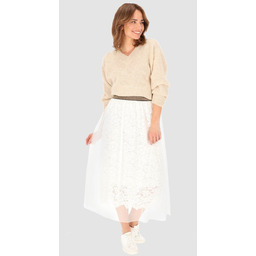 KORONKOWA SPÓDNICA DAMSKA MIDI Z PODSZEWKĄ