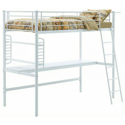 Edinos Białe łóżko pojedyncze z biurkiem i organizerem