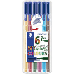Flamastry w naturalnych kolorach, Triplus, 6 sztuk