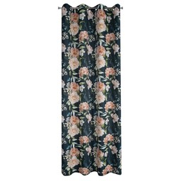 Eurofirany Zasłona 140x270 Salma czarna różowa kwiaty gotowa