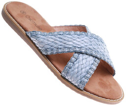 Niebieskie klapki na płaskim obcasie