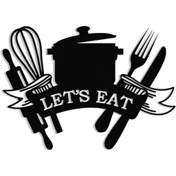 XORT Metalowa tabliczka kuchenna, metalowa sztuka ścienna, ''Let''s