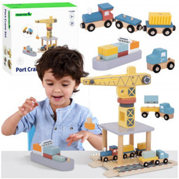 Zabawka Tooky Dźwig Portowy Drewniany Zestaw
