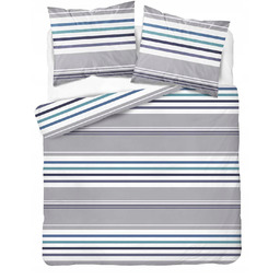 Pościel W Paski 200X220 220X200 Szara Jasny Popiel