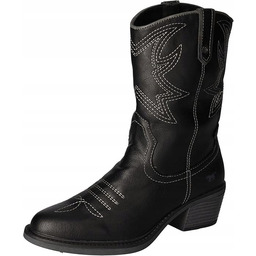 Mustang Botki Damskie Wsuwane Czarne Z Przeszyciami 41