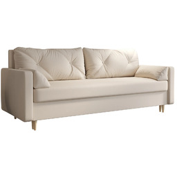 Edinos Kremowa tapicerowana welurem sofa rozkładana - Ahmo