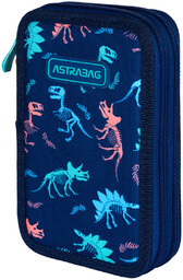 Piórnik rozkładany dla chłopca, Astra, dinozaury, granatowy