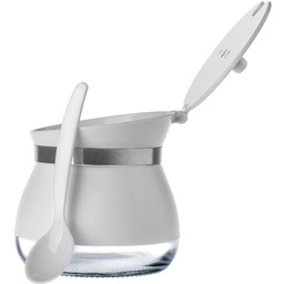 Cukiernica szklana z łyżeczką Lerin 270 ml, biała