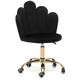 Krzesło obrotowe muszelka czarne DC-6092S złote nogi, welur