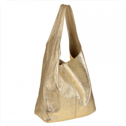 Torebka worek skórzana shopper złoto jasne