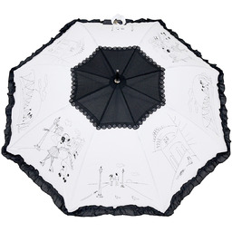 Parasol damski automat z falbanką - Paryżanka biało-czarny