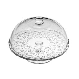 Patera szklana z kloszem Flora na stopce 28