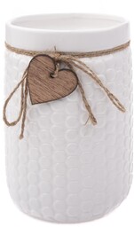 Wazon ceramiczny Wood heart biały, 14 x 20