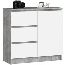 Salonowa nowoczesna komoda 80cm beton biały 3 szuflady