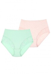 Kolorowe wysokie figi damskie (2 pack) z koronką