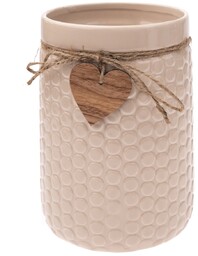 Wazon ceramiczny Wood heart beige, 14 x 20