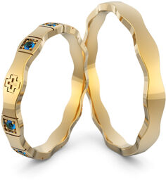 Obrączki ślubne różaniec z szafirami - Au-1088