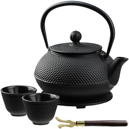 Czajnik żeliwny Teramo 0.85L z czarkami, podstawką