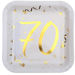 Talerzyki papierowe na siedemdziesiąte urodziny - 23 cm