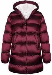 Płaszcz zimowy dla dziewczynki bordowy z kapturem