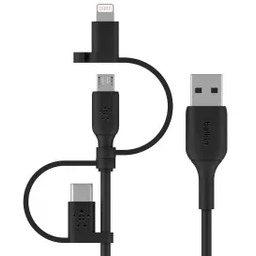 Belkin BoostCharge USB-A do lightning+MicroUSB+USB-C 1m Czarny Kabel