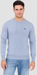 LA MARTINA Błękitny sweter męski BASIC COTTON WOOL