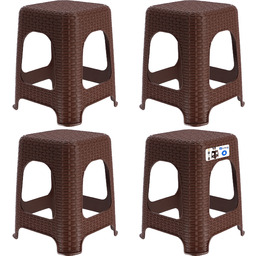 Taboret rattan 45 x 26 cm brązowy, 4