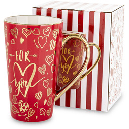 Kubek z porcelany biało czerwony w opakowaniu 450ml