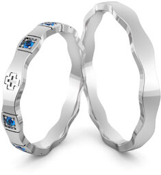 Obrączki ślubne różaniec z szafirami - Au-1088