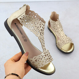 Sandały damskie ażurowe platynowe złote M.Daszyński MR24148-2