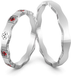 Obrączki ślubne różaniec z rubinami - Au-1088