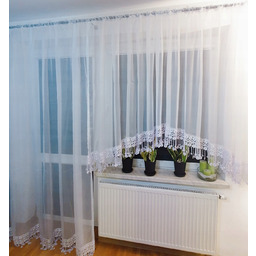 Firana gotowa balkon taras zestaw biała woal koronka