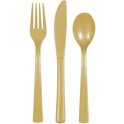 Sztućce plastikowe złote - 18 szt.