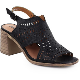Sandały damskie na obcasie ażurowe czarne Jezzi 24125