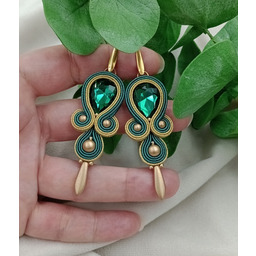 Pakamera Szmaragdowe zielone złote kolczyki sutasz, kolczyki
