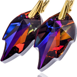 Najnowsze Kryształy Eleganckie Kolczyki Volcano Leaf Złote Srebro