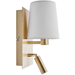 Lampa Ścienne Lindby, Aiden, złoty mosiężny, salon, tkanina