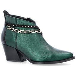 Krótkie kowbojki ze skóry - TYMOTEO G1069 BUTELKOWA