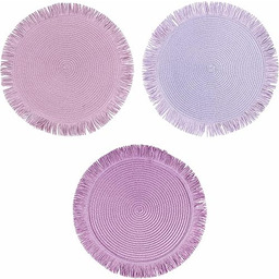 Zestaw 3 okrągłych podkładek z frędzlami, Shades of