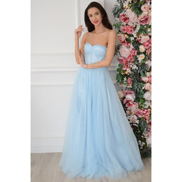 Sukienka maxi tiulowa z gorsetem błękit Dajana