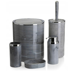 Zestaw łazienkowy 5 el Gris okrągły marmur komplet