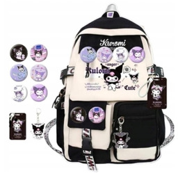 Zestaw Plecak Kuromi Sanrio z odznakami i brelokiem