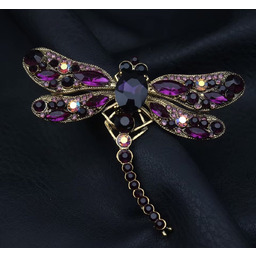 LUXE DRAGONFLY Royal Plum broszka ważka Vintage Couture