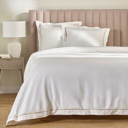 Jednokolorowa pościel z perkalu z lamówką Perlamo 200x200