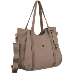 Shopperka damska z poliestru w beżowym kolorze, jednokomorowa