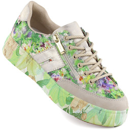 Półbuty damskie na platformie zielone Rieker M7711-91