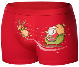 Bokserki Świąteczne Cornette 007/67 SANTA & SLEGH czerwone