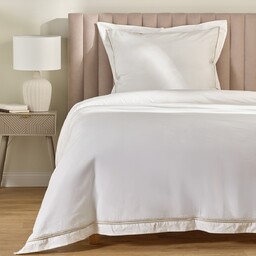 Jednokolorowa pościel z perkalu z lamówką Perlamo 140x200